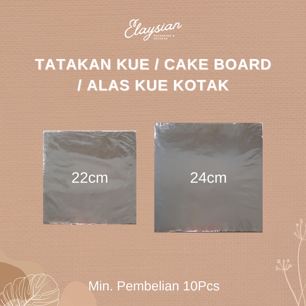 Tatakan Kue / Cake Board Tart / Alas Kue Kotak 22cm 24cm