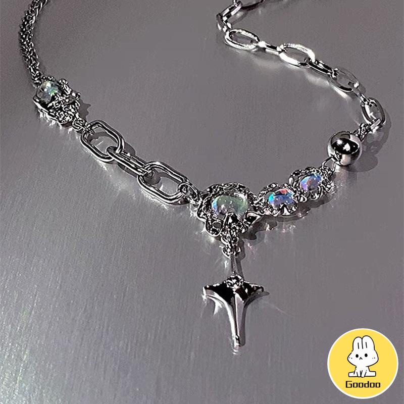 Desain Niche Moonstone Duri Rantai Tulang Selangka Manis Dan Keren Kalung Hip-hop Wanita -Doo