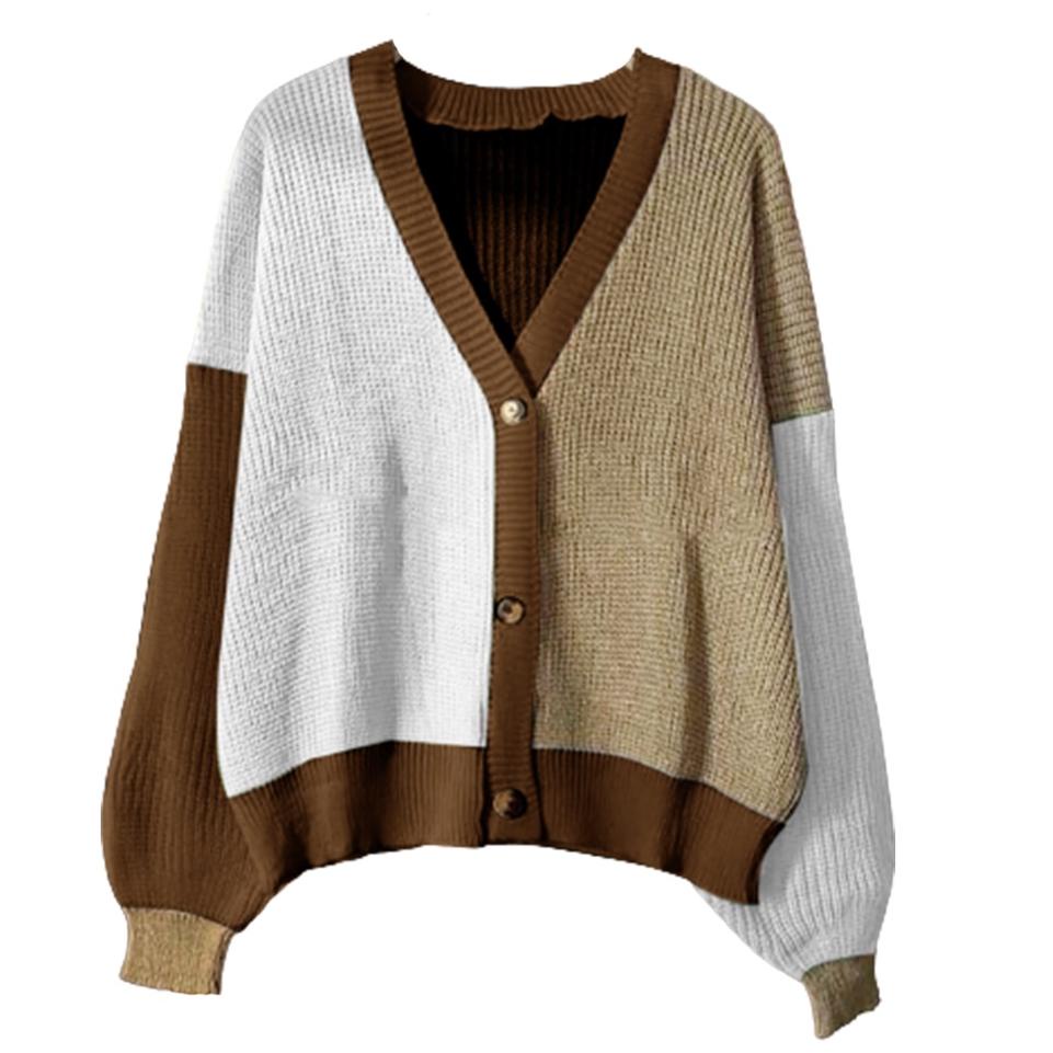 Langsung Kirim Vallina Cardigan Two Tone Eireen Cardy | Kardigan Rajut Twist Tebal Knit Cardie Wanit