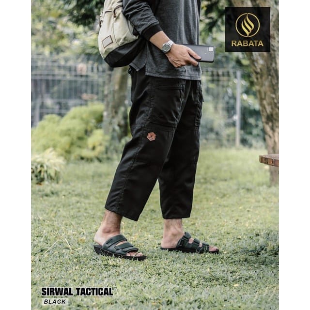 Celana Sirwal Ikhwan Muslim Pria Dewasa Syar'i Laa Isybal Ukuran S M L XL Warna Hitam Abu Olive Krem Hijau Army Bahan Katun Drill Halus Model Cargo Tactical Cingkrang Pangsi Premium ABDUL AZIZ