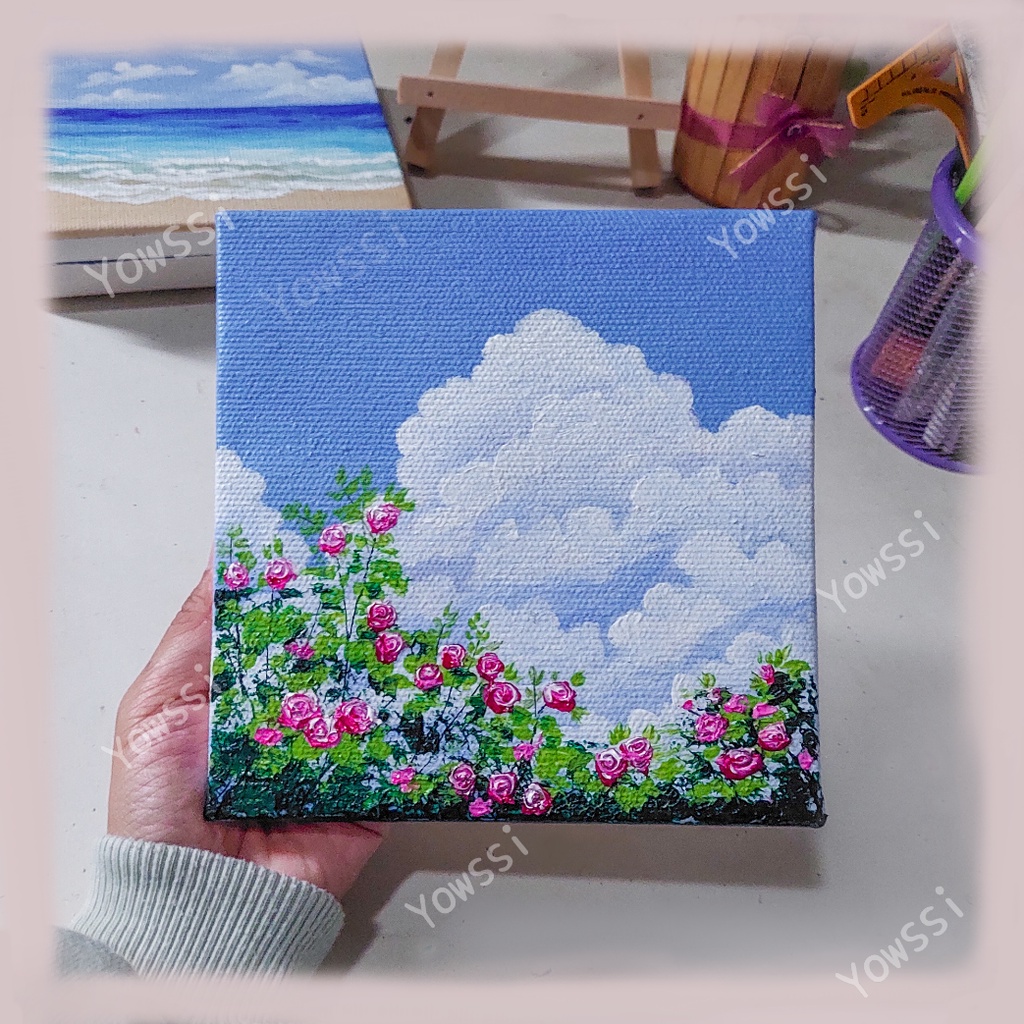 Lukisan Cat Acrilik mini canvas ukuran