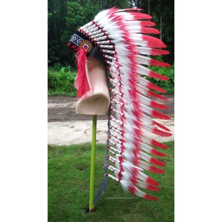 Topi indian  medium merah putih TOPI APACHE MERAH PUTIH