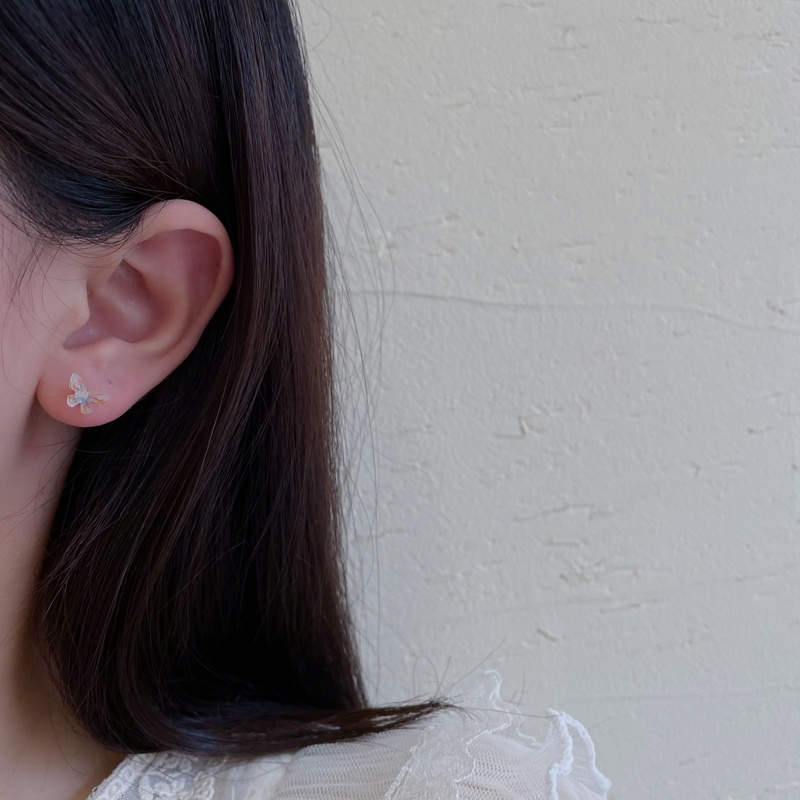 Roselife 12pcs / Set Anting Tusuk Silver S925 Gaya Korea Motif Kupu-Kupu / Bulan / Bintang / Bunga / Mutiara Untuk Wanita