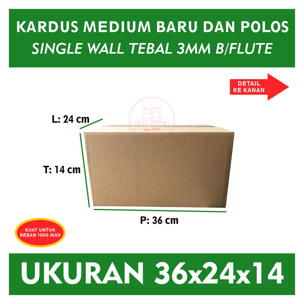 

Kardus Box Karton Polos Ukuran 36x24x14