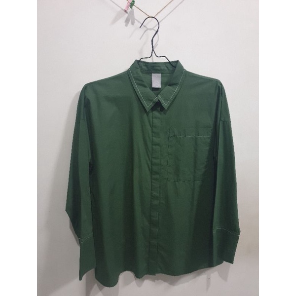 Preloved - Cottonink Studio Olive Kemeja