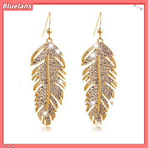 Anting Kait Gantung Wanita Bahan Alloy Desain Bulu Hias Berlian Imitasi Gaya Retroboho Untuk Pesta