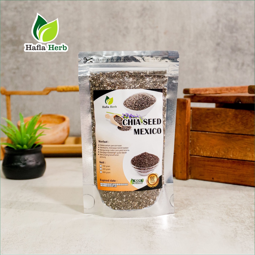 Chia Seed Organic 100 gram Mexico untuk Diet Freshly Black Cia Seed Organik fresly Biji Chia Seeds