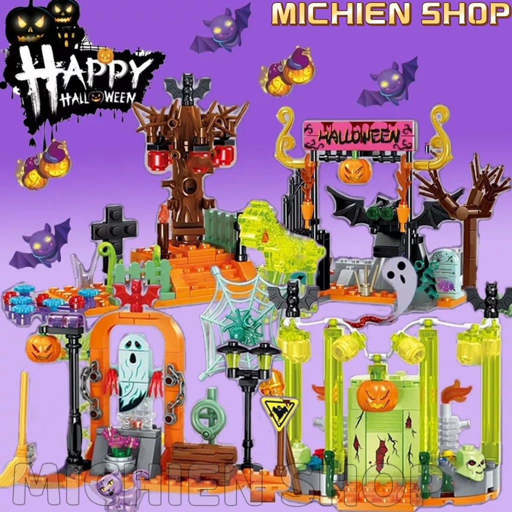 Sembo Block Mainan Labu Halloween 4-in-1 DIY Blok Kit Anak Sembo