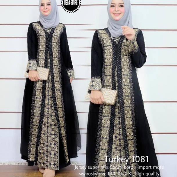 Turkey 1081 Gamis Turki ArabBordir Mote Swarosky M L XL XXL "RTA.18Oc22n"