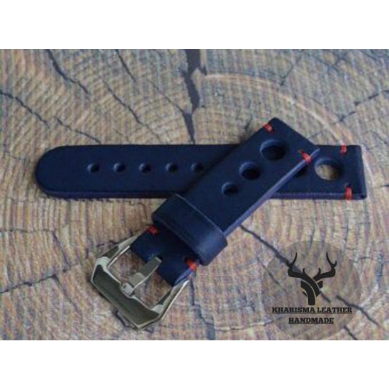 Jual STRAP JAM TANGAN KULIT ORIGINAL/STRAP JAM TANGAN KULIT WARNA NAVY