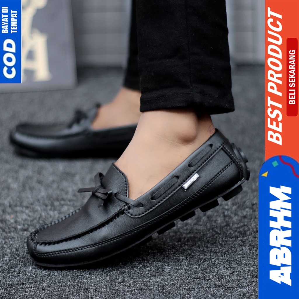 Sepatu Formal Pantofel Kerja Kantor Hitam Pria Original Abrhm Houston