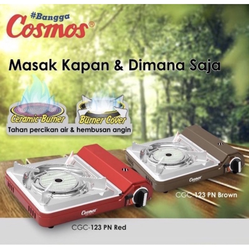 [ Cosmos ] Kompor Kemping / Gas Stove  / Gas Kaleng Cosmos CGC 123P N ( Merah / Coklat )