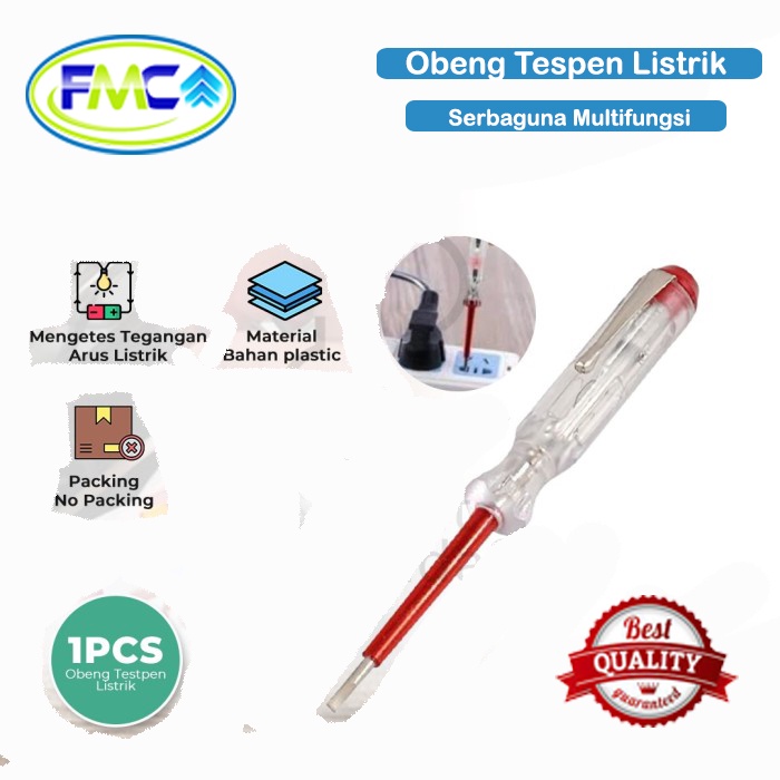 Obeng Tespen Listrik Bolak Balik Obeng Testpen AC Test Pen Tegangan Listrik AC Arus Indikator LED Merah Bagus Praktis Murah