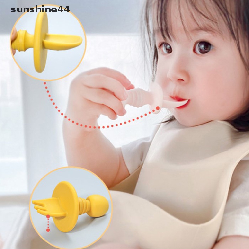 Sunshine 2pcs / Set Sendok Makan Bayi Bahan Silikon