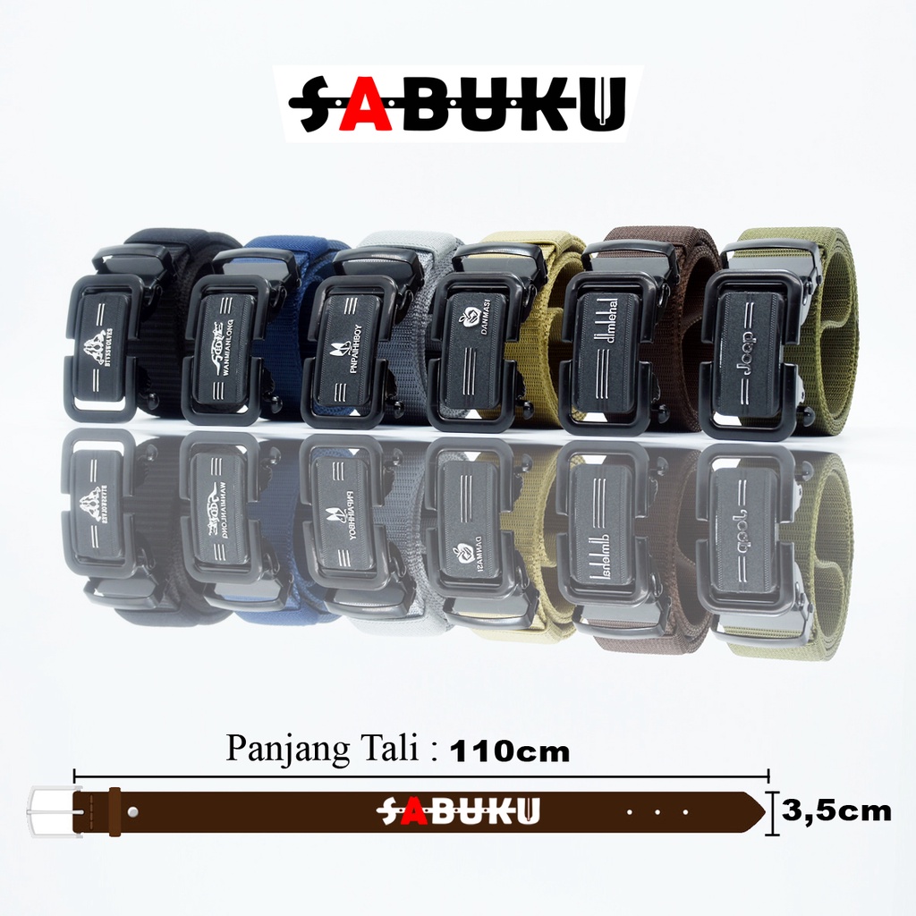 Ikat Pinggang Pria Canvas Stylish Metal Men Belt Detector Kepala Logam Besi -046