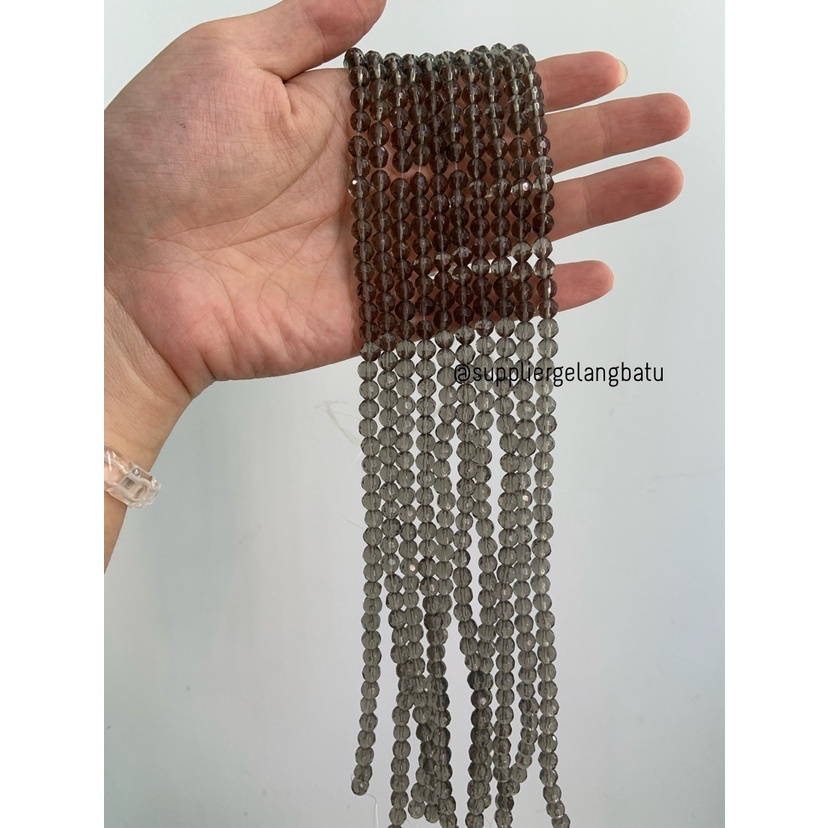 kristal bola dunia cutting 6mm smoky quartz kuarsa grey ceko bulat