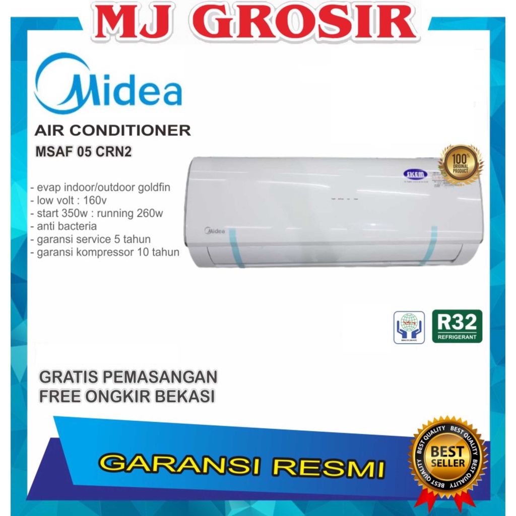 AC MIDEA MSAF 05 CRN 0.5 PK 1/2 PK + PASANG R32 STANDARD LOW COOL