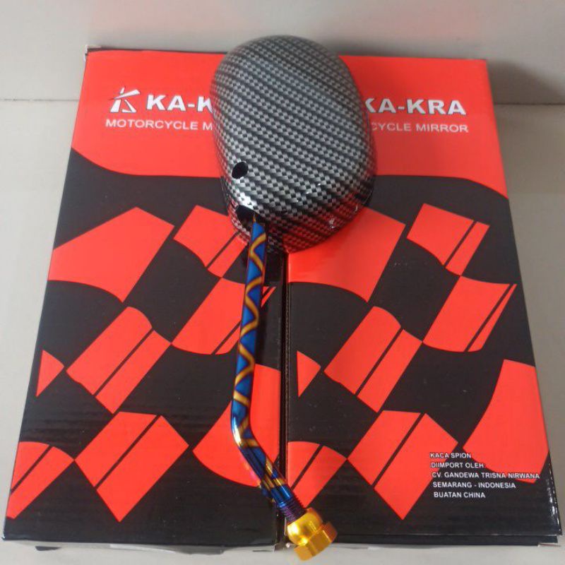 SPION KARBON STANDAR MIO TANGKAI PANJANG GOLD-BLUE (BLUE X) UNTUK MOTOR YAMAHA