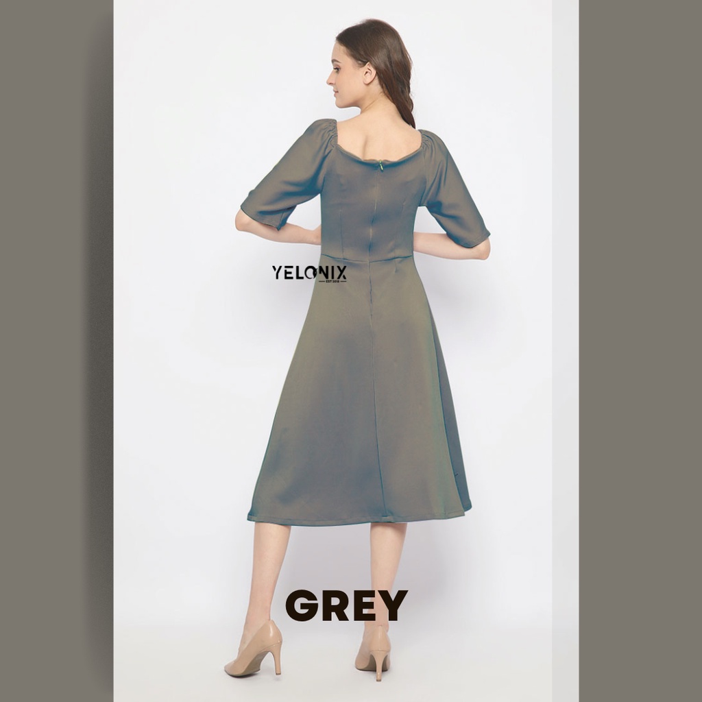 DRESS CASUAL WANITA MIDI KOREAN STAYLE SCUBA DRESS WANITA KANTOR