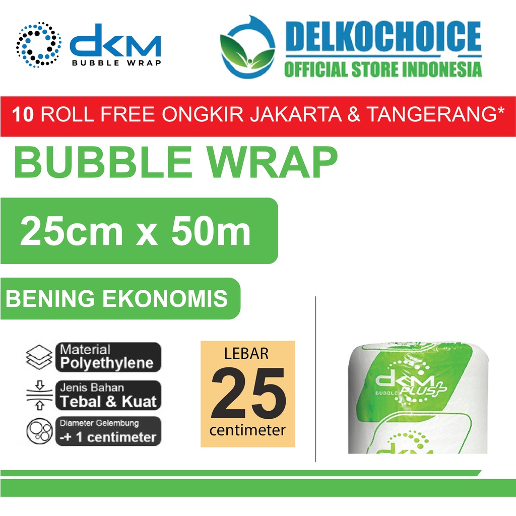 

Plastik Bubble Wrap Bening Ekonomis 25CM x 50M TEBAL DKM+ Bubblewrap