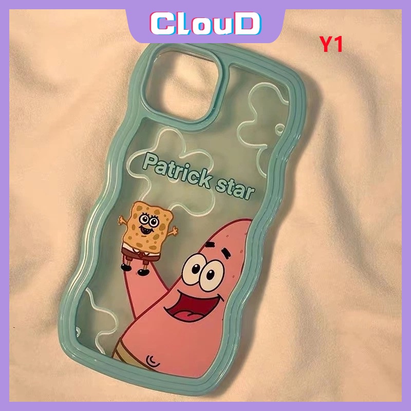 Cute Sponge Bob Case Oppo A95 A55 A33 A57 2022 A72 A35 A16 A32 A15 A9 A96 A12 A5 2020 A54 A74 A16s A12E A52 A76 A3s A16K A15s A7 A5s F9 A16E A53 Soft Wavy Edge Patrick Star Cover