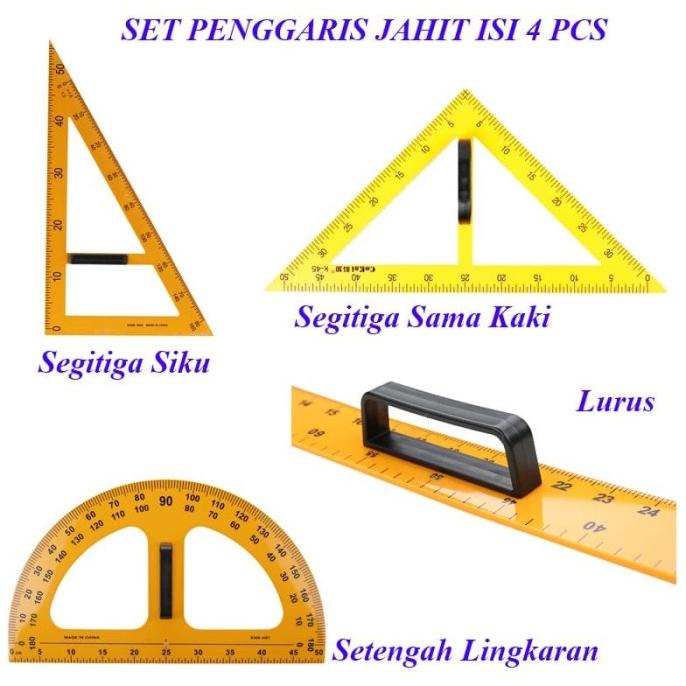 

(COD) Set Penggaris Jahit - Pola - Badan - Kain - Bahan isi 4 jenis GRATIS ONGKIR Kode 1237