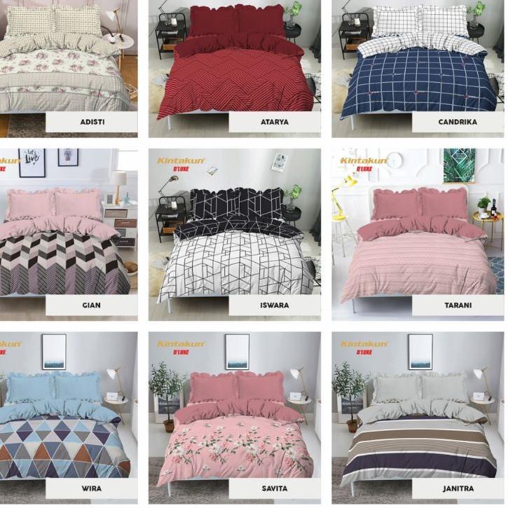 Termurah Set Bedcover Kintakun D'luxe EXTRA KING 200x200 Sprei Flat Tinggi 20 atau 30 cm
