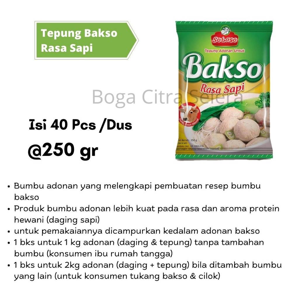 (1 Dus)Tepung Adonan Bakso Rasa Sapi Sobaso 250gr