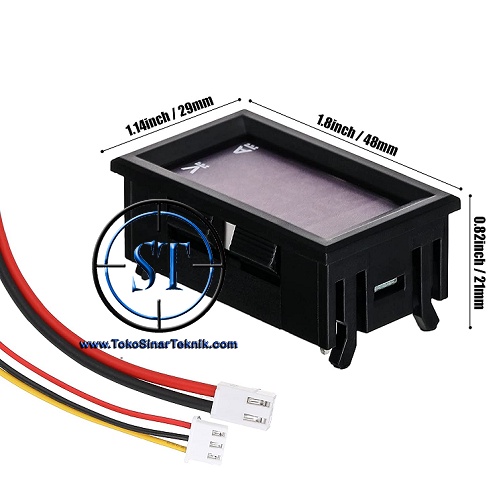 Dual Voltmeter Ampermeter Display Frame Voltemeter Ammeter Double Led Volt Meter Merah Biru  0.28&quot; 0-100DCV + 10A Plus Socket Kabel