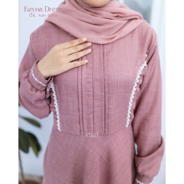 keyna dress ori by Etuzi hijab |dress remaja dress dewasa | dress bahan katun linen