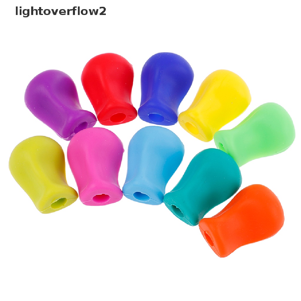 (lightoverflow2) 4 / 10pcs Alat Bantu Menulis Pensil Bahan Karet Lembut Untuk Anak