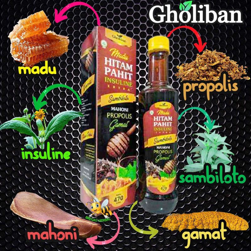 

Madu Hitam Pahit Plus Propolis Extra Insulin & Sambiloto Asli Original Gholiban