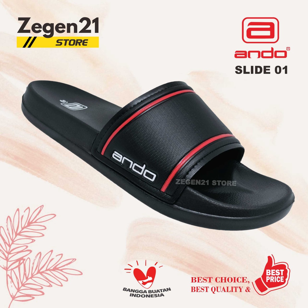 ANDO SLIDE 01 Sandal Slop Sendal Slide Pria Original