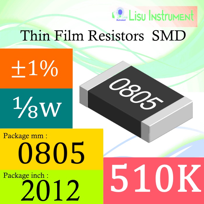 510K 0805 ±1% Thick Film Resistors SMD Chip Resistor 5103 510KΩ