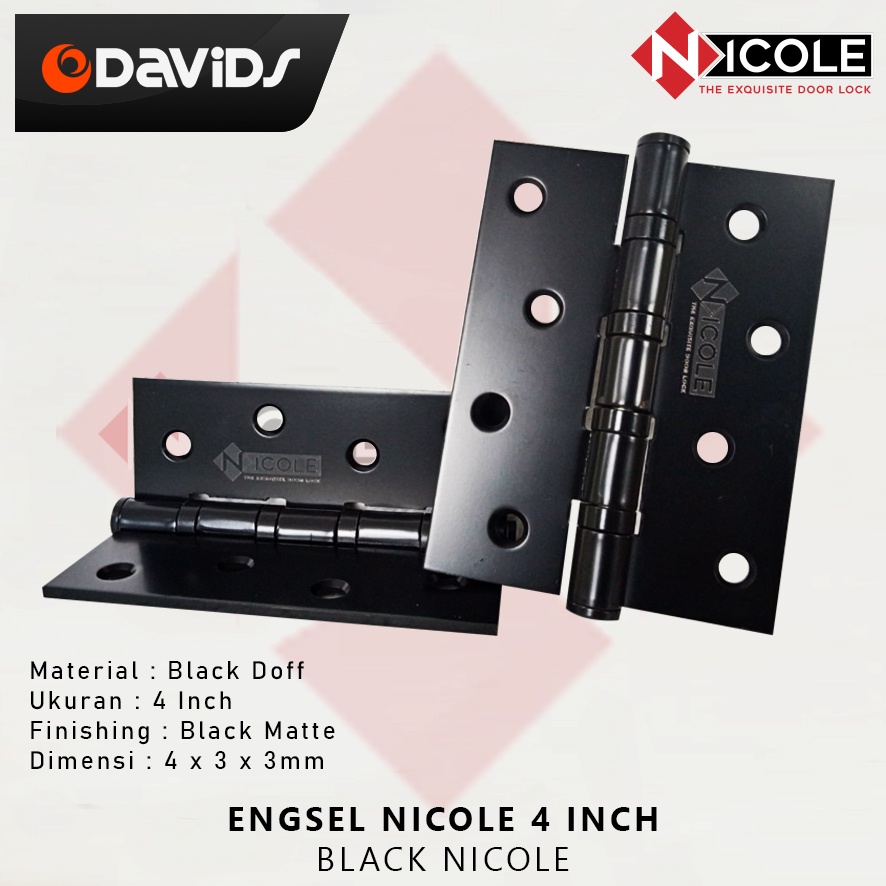 Engsel Pintu Rumah Jendela Besi Esel Hitam Kamar Mandi 4 Inch Nicole