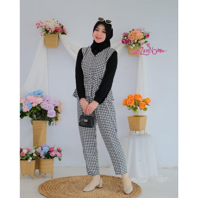 one set celana kotak kotak