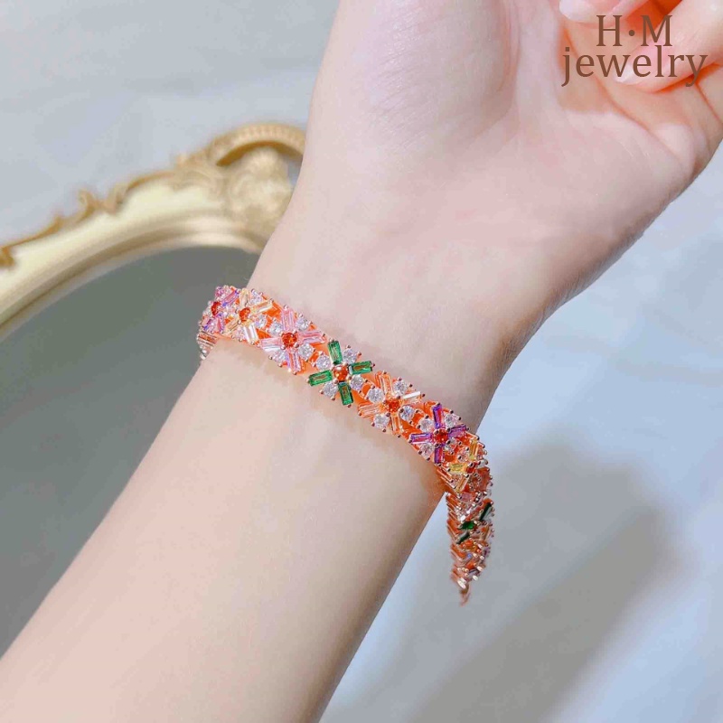 Gelang Tangan Zircon AAA Warna Permen Berkilau Untuk Wanita