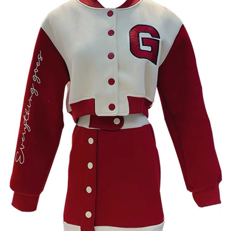 #Sisjuly# Gaun fashion wanita biasa Gaun wanita 2022 musim semi jaket baseball baru Jalan pinggang t