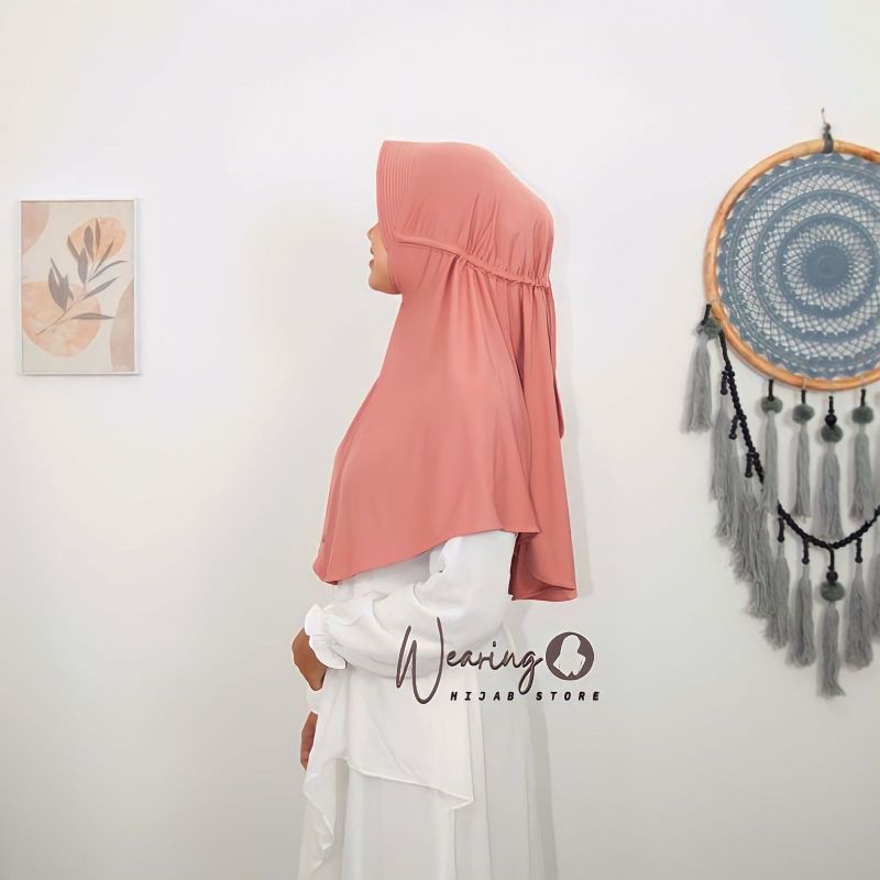 Jilbab Instan Serut Hamidah Spandex Ukuran M / Bergo Serut Jokowi / Kerudung Serut Jersey