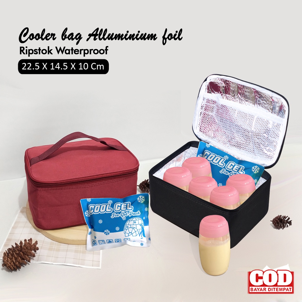 Cooler bag tas pendingin asi waterproof tas Insulin inner aluminium foil tas penyimpanan asip anti air coolerbag polos tas tempat asip tas tempat botol asi dan ice gell