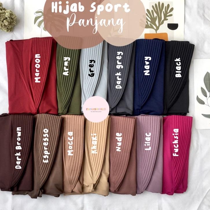 Terbaru.. [𝐟𝐚𝐟𝐚𝐡𝐬𝐡𝐢𝐨𝐧.𝐢𝐝] Qeisha Hijab | Hijab Sport Panjang | Bergo Sport Panjang