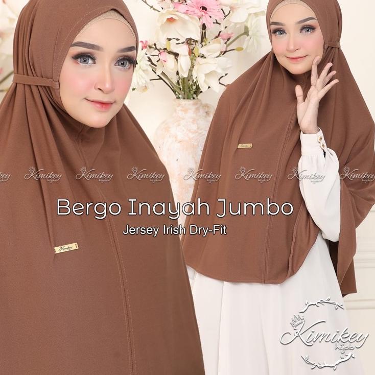 INAYAH JUMBO Kimikey Hijab Bergo Syiria Jilbab Tali Kerudung Instan Jersey Irish Dry Fit ▪ LVL.18Oc2