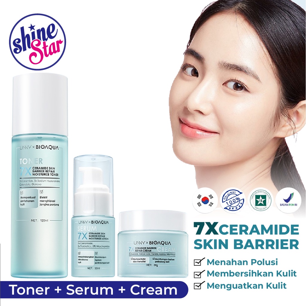 BIOAQUA 7X Ceramide Skin Barrier Repair Moisturizer Cream 50g / Toner 120ml / Serum 30ml