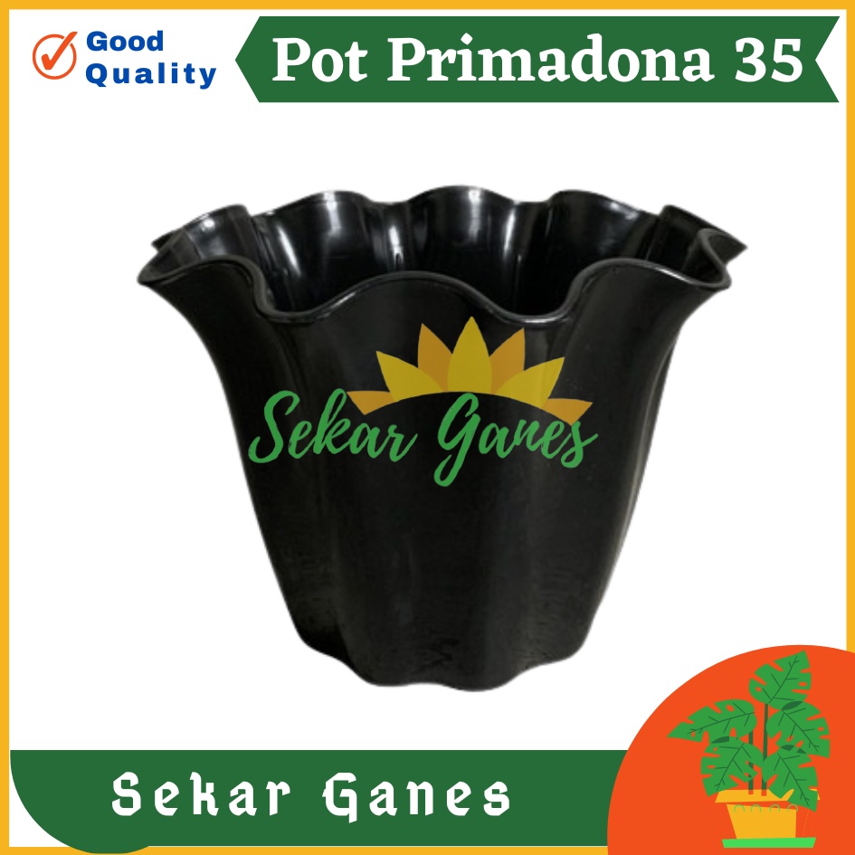 SHALLOM PRIMADONA 35 pot bunga plastik hitam cantik tebal motif ombak gelombang bagus unik murah