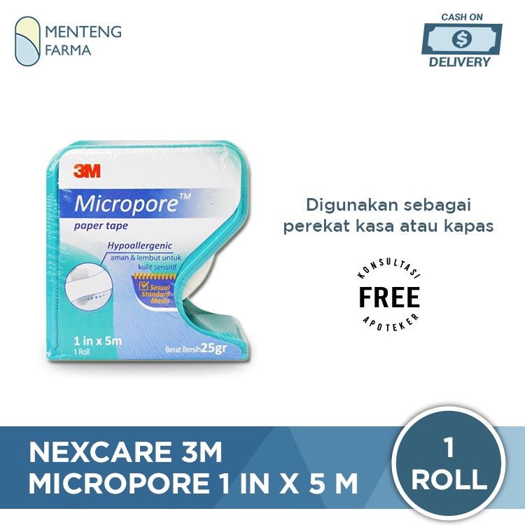 Plaster Roll 3M Nexcare Micropore 1 In x 5 m - Plaster Penutup Luka