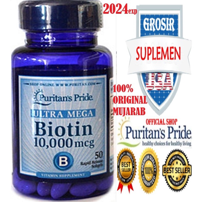 BIOTIN PURITAN 10000 mcg 50 PENYUBUR RAMBUT 100% ORIGINAL IMPOR USA
