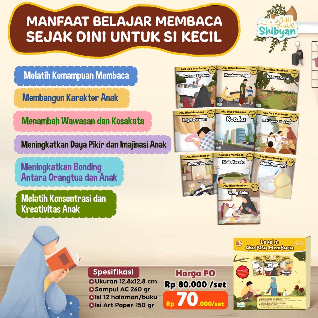 Buku Balita Belajar Baca : Aku Bisa Membaca (Level 1) | 1 Set 10 Buku | Ahlan