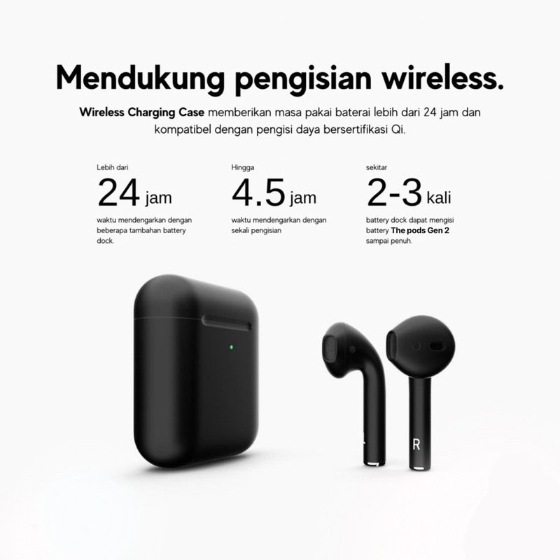 Pods Gen 2 Black Edition Wireless Charging Case (Highest Version) Headset Bluetooth By D_Real Entrepreneur