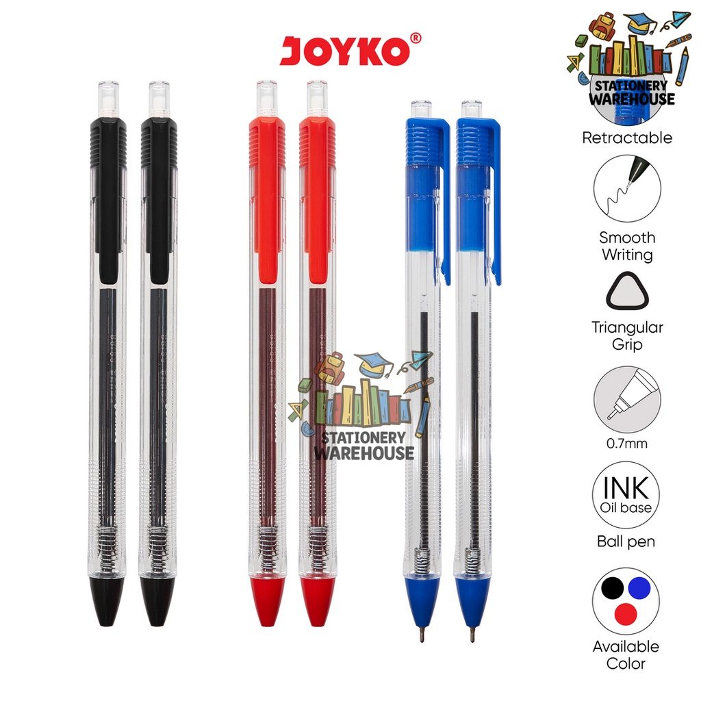 

Ball Pen Pulpen Pena Joyko BP-349 Vokus Trans 0.7 mm Ballpen Black Blue Red