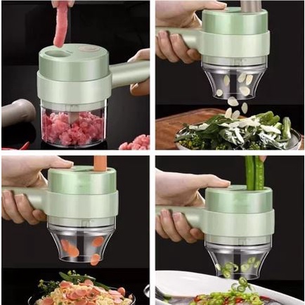 LDS SS33 Set Mesin Pemotong Sayuran 4 in 1  Food Chopper Electric Handheld Cooking Hammer USB Charging / Vegetable Cutter Blender Multifungsi